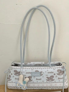 Sac Sous le Bras Rétro PU Femme Doux Imprimé Cheval Flocon de Neige Nordique Sac Bandoulière Pendentif Lapin Kawaii Sac Mode