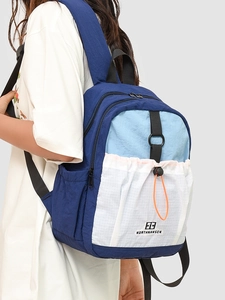 Outdoor leisure color-block backpack with large capacity and multi-pocket design
