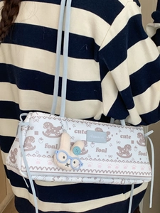 Sac sous le bras en toile blanche vintage avec imprimé cheval et lapin peluche