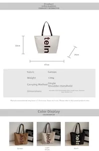Guide des tailles détaillé et spécifications pour le grand sac fourre-tout en toile