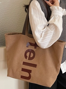 Grand sac fourre-tout en toile avec imprimé de lettres teln pour le trajet quotidien