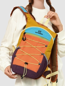 Lightweight Waterproof Nylon Outdoor Backpack For Women Contrast Color Drawstring Travel Rucksack Schoolbag For Sports