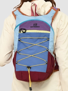 Outdoor sports backpack in colorful patchwork nylon with drawstring and logo