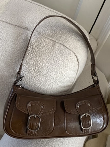 Borsa Sottobraccio da Donna in Pelle PU Vintage Doppia Tasca Piccola Borsa a Tracolla Quadrata Retro Y2K Borsa Pendolare