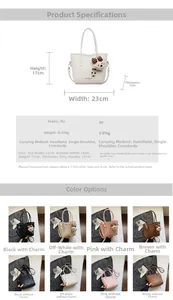Spécifications de taille et de poids pour ce sac seau en cuir PU avec pendentif ours mignon