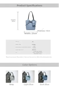 Detail view of a large PU leather tote bag with bow accent and matching coin purse
