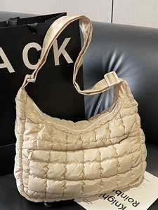 Moda Semplice Borsa Sottobraccio in Tela da Donna Griglia Trapuntata Borsa a Tracolla Tinta Unita Casual Borsa Hobo Puffer