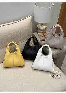 Litchi texture leather bucket bags in yellow, black, white, grey with detachable straps