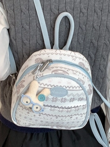 Blue Cinnamoroll backpack with cute bunny pendant for school and daily commute