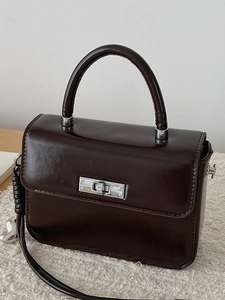 Damen Vintage PU Leder Umhängetasche Minimalistisch Kleine Quadratische Handtasche Mit Metallschloss Lässig Büro Schultertasche