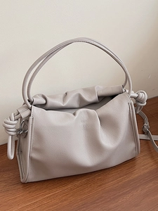 Sac Nuage Plissé en Cuir PU Minimaliste de Style Français Pour Femmes Avec Bandoulière à Nœud Sac Seau Décontracté à Bandoulière Chic