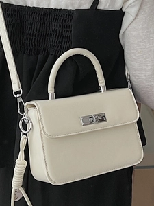 Elegante cremeweiße quadratische Handtasche mit Griff und abnehmbarem Schultergurt für Damen