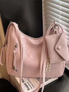 Sac Fourre-tout de Grande Capacité pour Femmes en Cuir PU Sac à Épaule Hobo Simple Avec Pochette Enveloppe Assortie Sac à Main