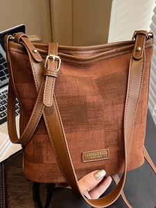 Sac Seau pour Femme en Cuir PU avec Surpiqûres Texturées Sac à Bandoulière avec Sangle Réglable Sac à Main Casual Urbain