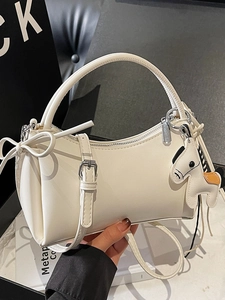 Petit Sac Carré en Cuir PU Minimaliste pour Femmes Avec Pendentif Cheval Mode Couleur Unie Sac à Main Bandoulière