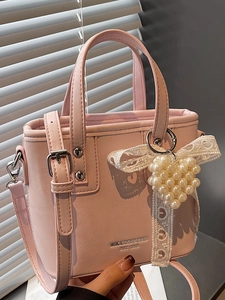 Borsa A Secchiello Da Donna In Pelle PU Retro Mano Spalla Tracolla Tote Elegante Cuore Perla Artificial Pizzo Decor