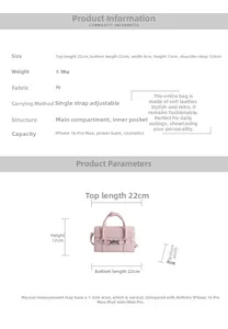Guida alle taglie borsa in pelle PU con dimensioni 22x12x8cm e lunghezza tracolla