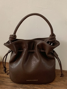 Fashion Casual Pleated PU Leather Bucket Bag For Women Vintage Drawstring Shoulder Bag Versatile Crossbody Handbag Daily