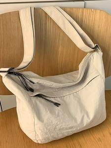 Nylon Large Capacity Shoulder Tote Bag For Women Simple Urban Style Korean Fashion Crossbody Bag For School Commuting Casual Hobo Bag