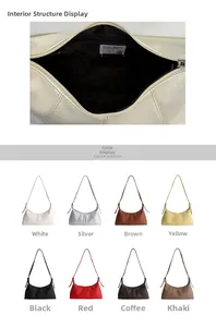 Detailed view of the handbag interior with zipper pocket and eight color options available