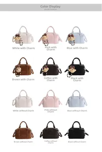 Matrix showing classic Boston handbags in six colors with optional bear charm detail