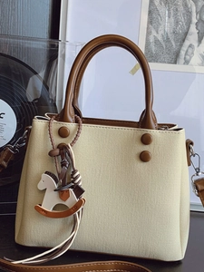 Korean PU Leather Small Square Crossbody Bag Women Contrast Stitching Shoulder Handbag Horse Charm Vintage Fashion Purse