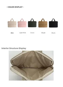 Quilted laptop sleeve showing five color options and spacious interior lining detail