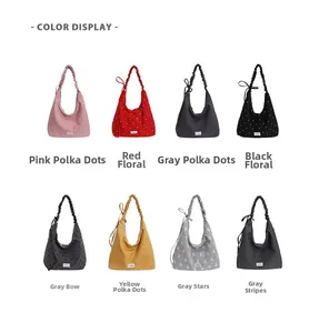 Color options for floral chiffon tote bags with ruffled straps and varied patterns