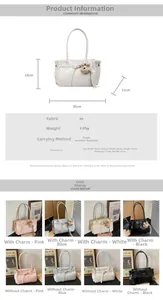 Detailed size specifications and color variations for the vintage PU leather tote bag
