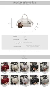 Detailed dimension chart and color guide for a modern PU leather doctor bag with long strap