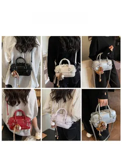 Collage of chic bowling mini bags in multiple colors styled for diverse daily outfits