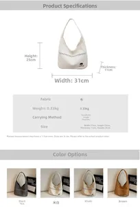 Detailed size chart for minimalist canvas tote bag with dimensions and fabric weight info