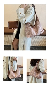 Floral canvas tote bag set with matching hobo bag and small pouch pouch in soft print