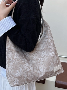 Large floral canvas tote bag for women, stylish shoulder bag for daily commuting use