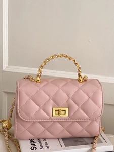 Damen Rauten Gesteppte PU Leder Kleine Quadratische Tasche Mit Kette Elegant Schlichte Umhängetasche Handtasche Für Den Alltag Pendeln