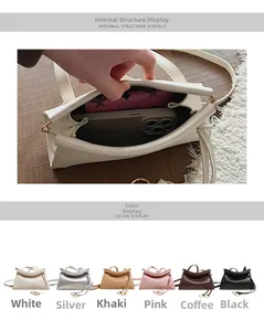 Détails de l'intérieur spacieux et des six options de couleurs pour ce sac bandoulière