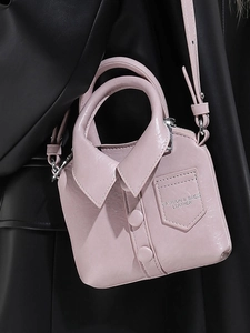 Mini sac à main rose en forme de chemise avec col et bandoulière pour femmes