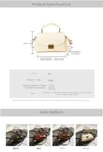 Tableau détaillé des dimensions et couleurs du sac à main en cuir PU chic