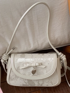 Sac bandoulière chic blanc crème avec nœud et imprimé papillon pour femme