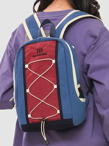 Contrast color outdoor backpack with drawstring and adjustable cords for sports and travel