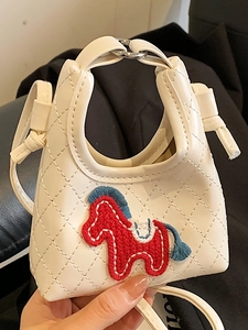 Petit Sac à Main Cheval de Dessin Animé pour Femmes Sac à Épaule en Cuir PU Matelassé Mode Navette Petit Sac Carré