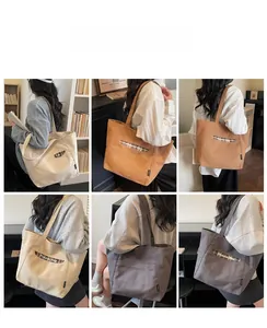 Sacs cabas en toile en six couleurs avec texte Midolai Bag et bandoulières larges