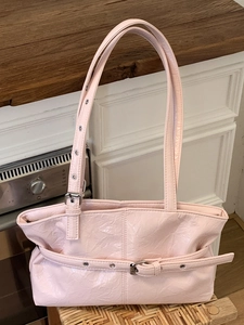 Borsa Sottobraccio in Pelle PU Increspata Retrò Coreana per Donna Borsa Tote di Grande Capacità Borsa a Tracolla Minimalista con Fibbia