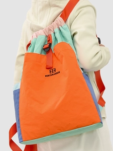 NorthNansen Women Color Block Splicing Backpack Lightweight Nylon Drawstring Backpack For Travel Hiking Fashion Daypack