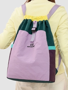 Outdoor color-block drawstring backpack in lightweight nylon with Northnaksh logo
