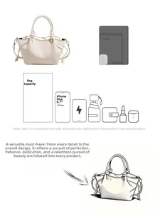 Detail of cream leather bucket bag with woven handle and drawstring side feature