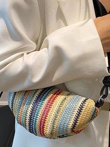 Sac bandoulière tissé coloré bohème avec motif de vagues pour femmes élégantes