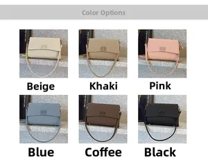 Grid view showing variety of colors for the flap shoulder bag with metallic M logo