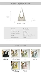 Detailed size chart and multi-color selection of the bow knot polka dot canvas tote bag