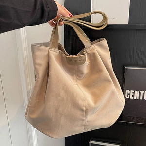 Large capacity canvas tote bag for women in light coffee brown with top handle